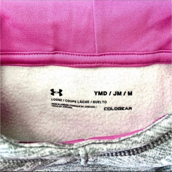 Under Armour ColdGear®•NWT•Youth Medium•Charcoal/Fuchsia Hoodie Style Pullover🌼 - Picture 9 of 10